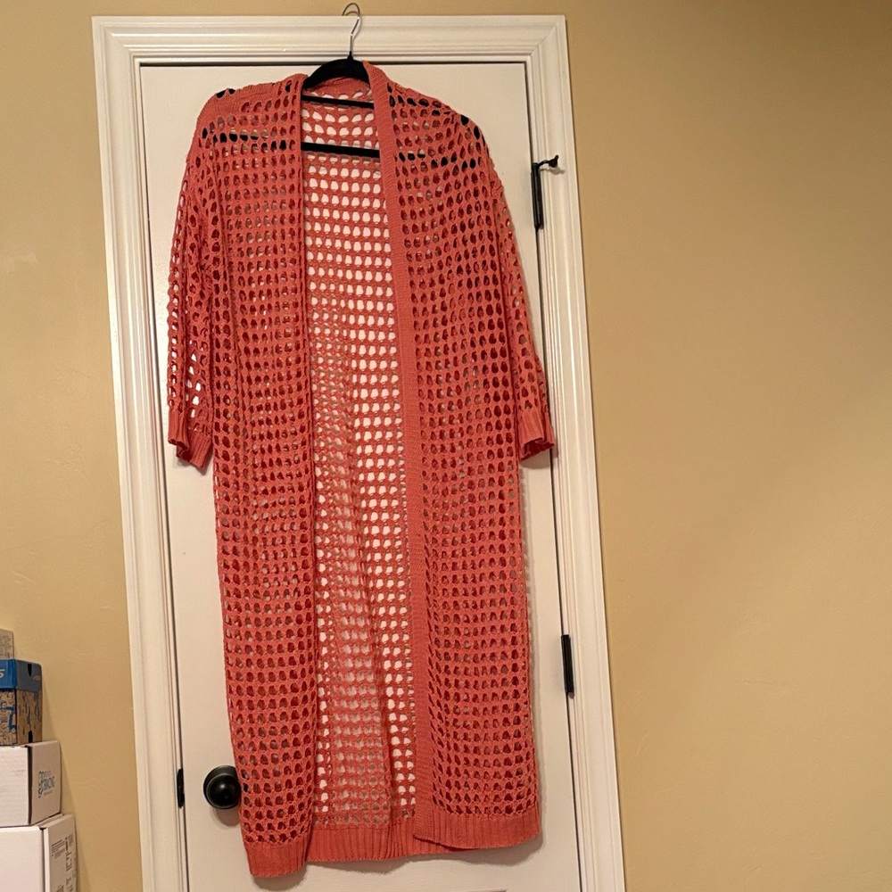 Chic Coral Knit Cardigan